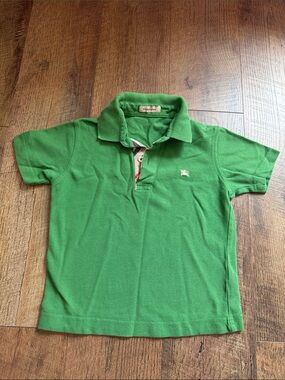 Burberry Green Short-Sleeve Polo with Contrast Placket